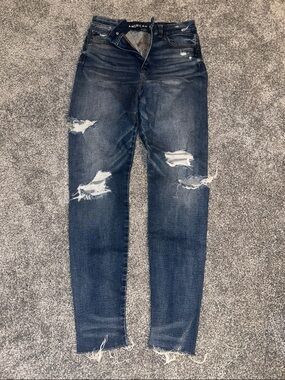 American Eagle Outfitters Dark Blue Distressed Skinny Jeans